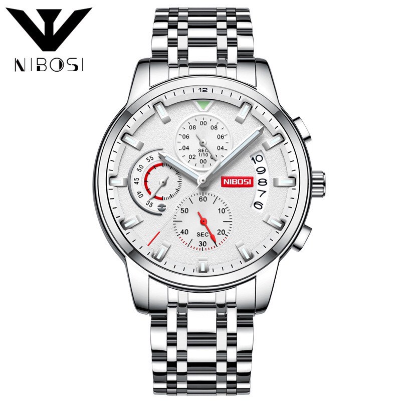 Đồng Hồ Nam nibosi chính hãng cao cấp ni2358 full trắng
