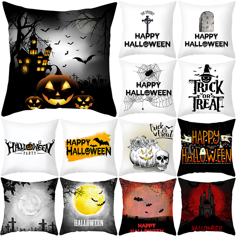 Vỏ Gối Vuông Họa Tiết Halloween Độc Đáo