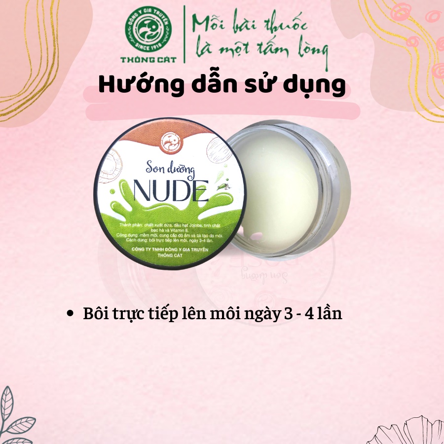 Son Dưỡng Nude THÔNG CÁT Son dưỡng môi giúp mềm môi, cung cấp độ ẩm, tái tạo da môi làm môi luôn mềm mọng