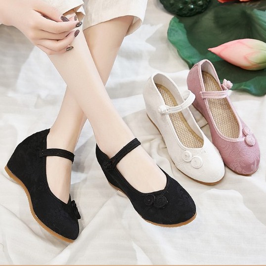 Giày cổ trang 7cm - Giày vải đế xuồng đơn giản sang trọng
