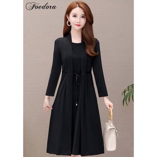 Váy len thu đông mới nhất 2020 - Bộ áo thu đông dáng dài siêu xinh 1 áo khoác