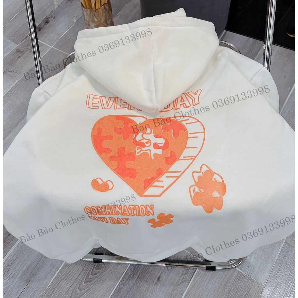 Khoác Nỉ Hoodie Mũ 2 Lớp Nam Nữ Dáng Rộng Hình Tim Form To Unisex Hot Trend