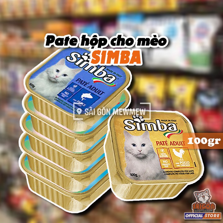 Pate SIMBA dạng hộp dành cho mèo 100gr ngon hảo hạng nhập khẩu Ý | bapqq