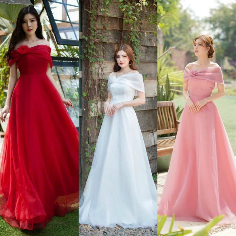 Đầm maxxi da hôi bet vai đính hoa cao câp