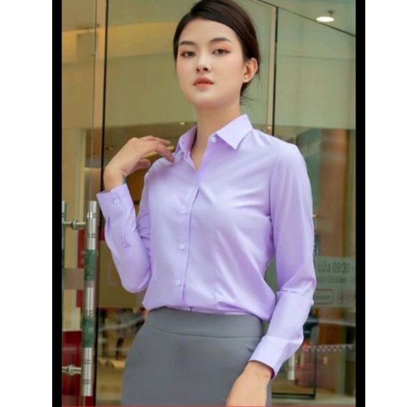 Áo sơ mi nữ Thái Hòa tím trơn mã 047
