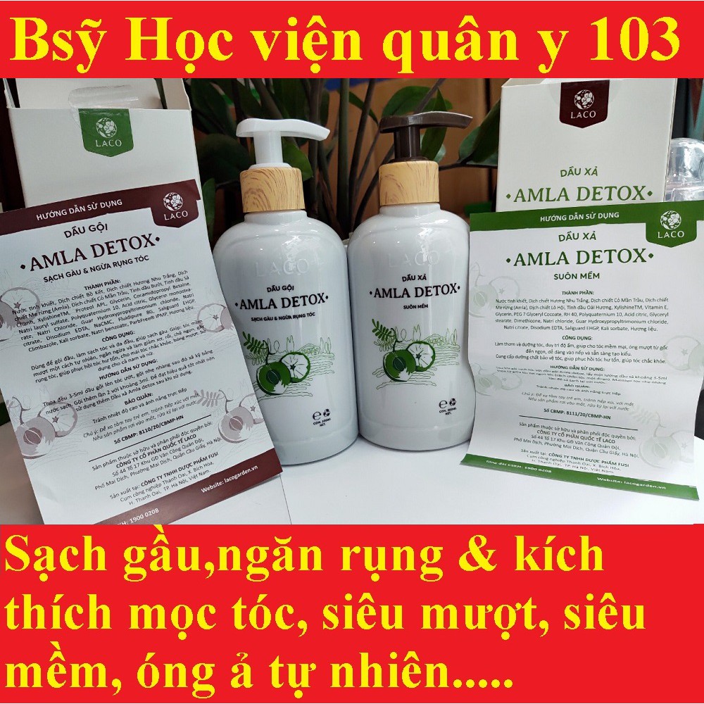 [SALE] Bộ dầu Gội đầu + Xả Laco Organic Amla detox kèm xịt dưỡng tóc serum ngăn rụng tóc và kích thích mọc tóc siêu HOT