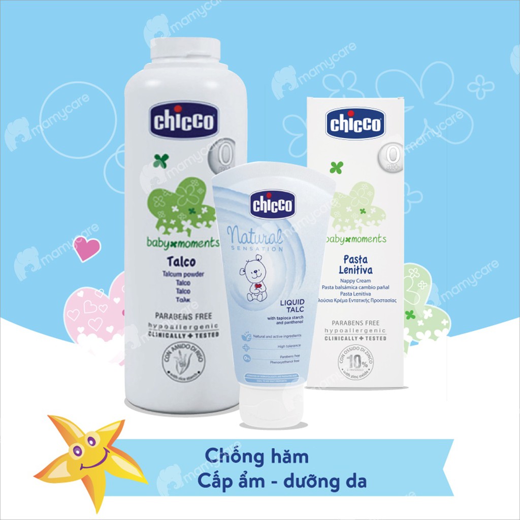 Phấn rôm tinh bột gạo Chicco ngừa rôm sảy, hăm tã cho bé 150gr - MAMYCARE