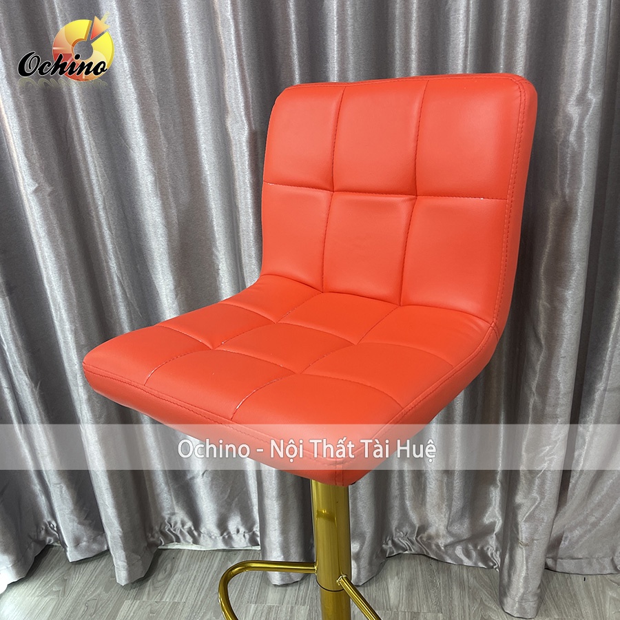 Ghế Bar, Ghế Trang Điểm Mẫu vịn tay inox không tay Chân Vàng K1 Sang Chảnh Điều Chỉnh Độ Cao 60/80 Và Xoay 360 Độ