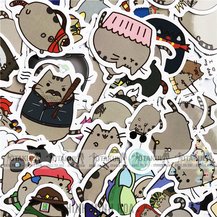 Bộ 100 Sticker Mèo Pusheen Siêu Dễ Thương