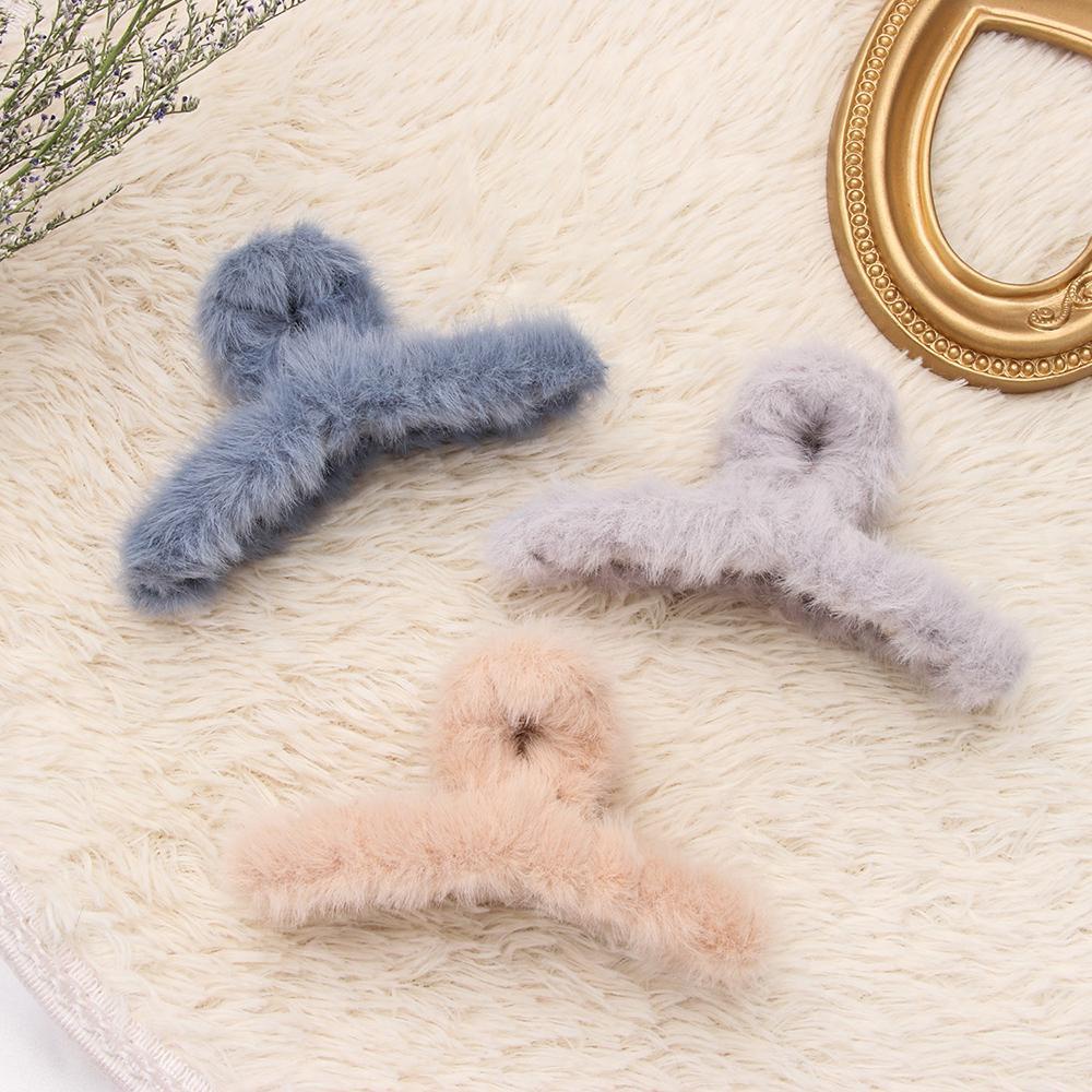 XIANTIN Kẹp Tóc Càng Cua Đính Lông Giả Thời Trang Cho Nữ