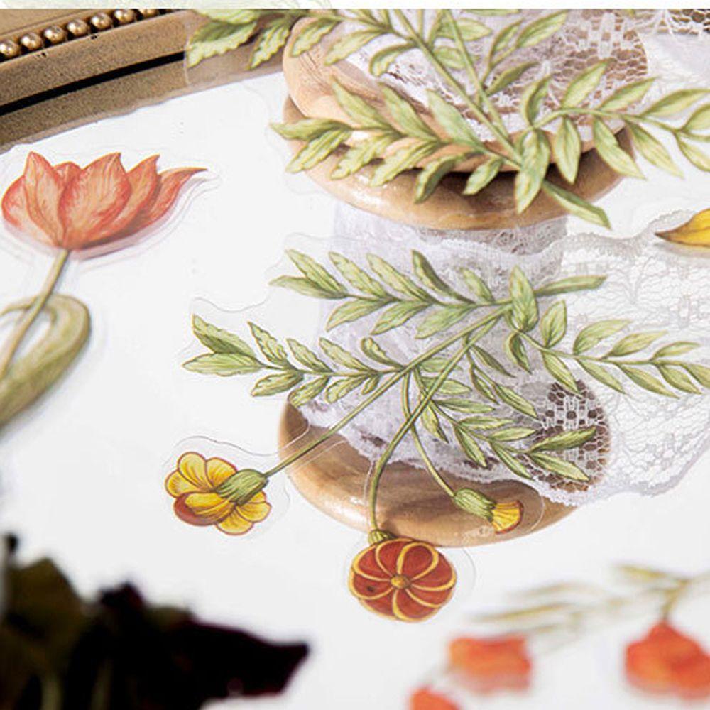 Nhãn Dán PET Chống Nước Họa Tiết Hoa Trang Trí Sổ Tay DIY