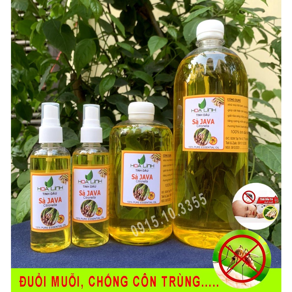 Tinh Dầu Sả Java HOALINH 100% tự nhiên nguyên chất xông phòng, đuổi muỗi : 500ML - 100ML