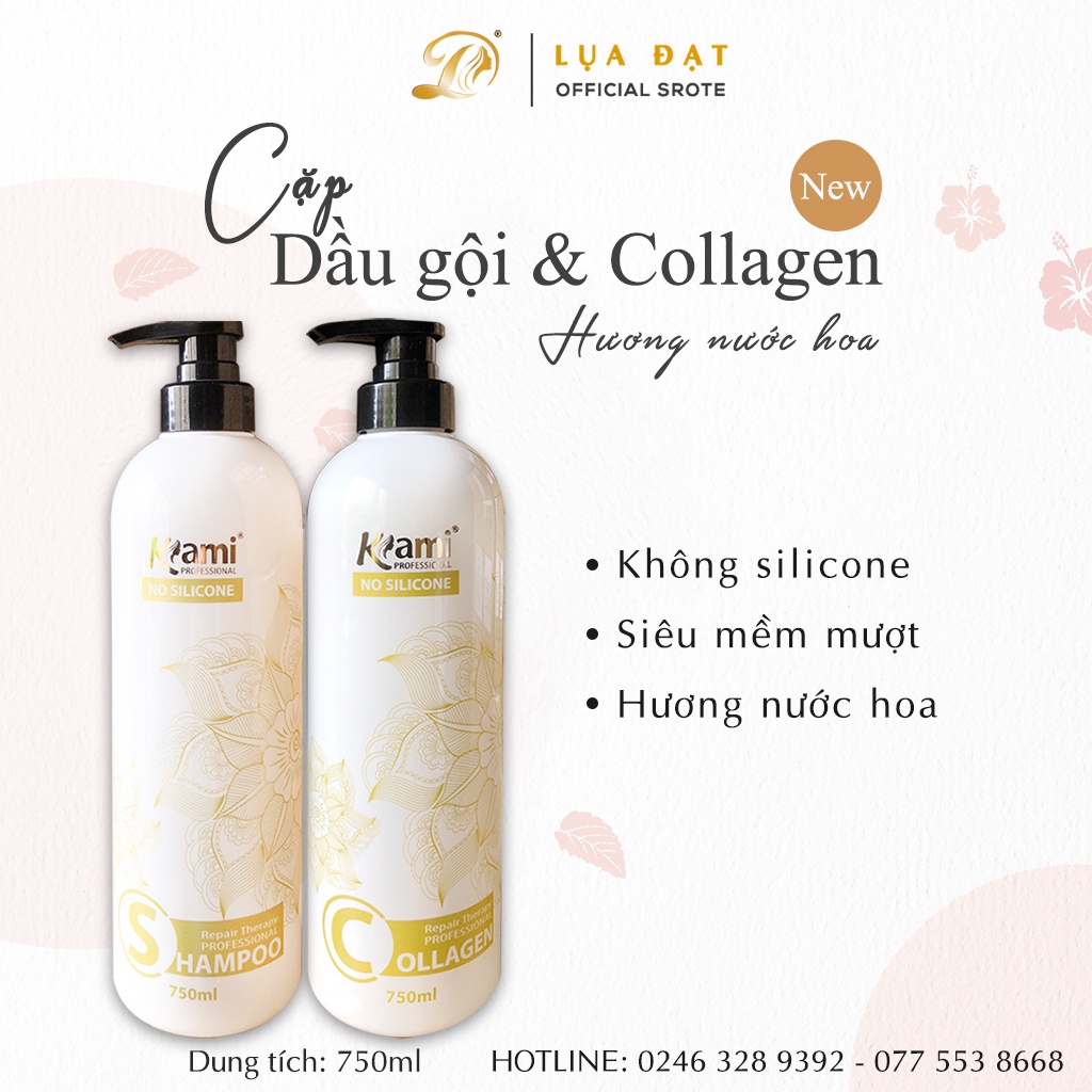 Bộ Gội - Xả Tóc Collagen KAMI Siêu Phục Hồi Cho Tóc Hư Tổn, Không Chứa Silicone 750ml