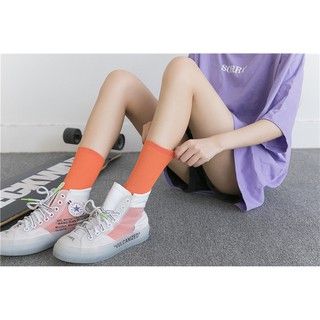Vớ cổ cao unisex basic trơn màu pastel Hàn - V37
