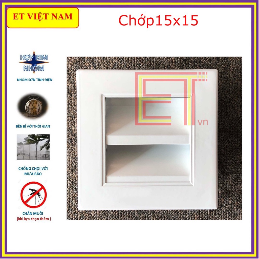 Chớp ô thoáng cửa LOUVER-150 CHỐNG HẮT MƯA-MUỖI-CHUỘT đa năng, nhôm BH 12T Chớp cho quạt thông gió, lỗ thoáng, lam gió