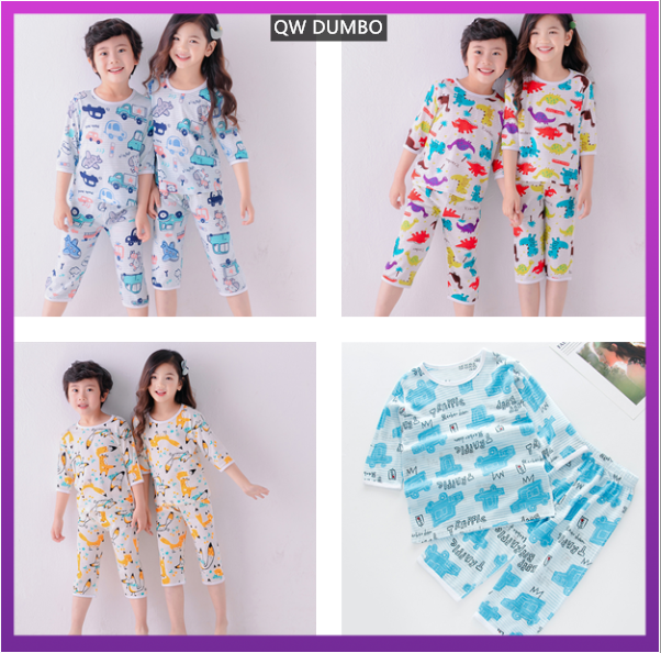 Bộ Đồ Ngủ 100% Cotton 15-45kg In Hình Voi Dumbo Dành Cho Bé Trai Và Bé Gái