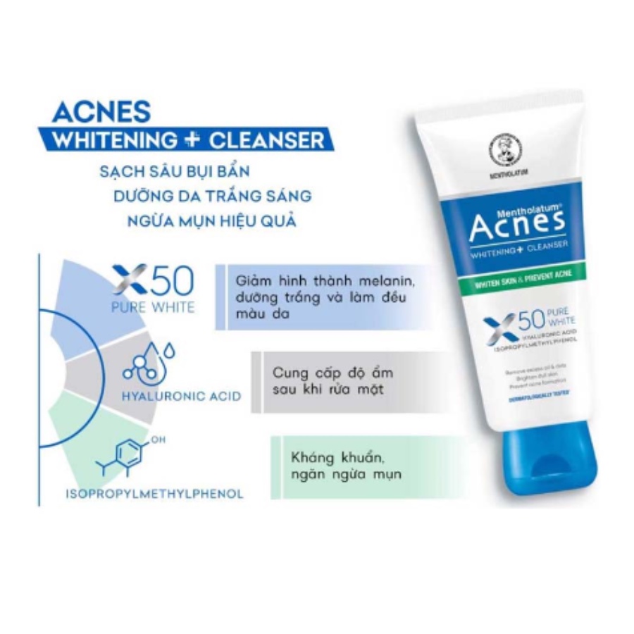 Sữa Rửa Mặt Giúp Dưỡng Sáng Whitening+ Acnes 100Gr