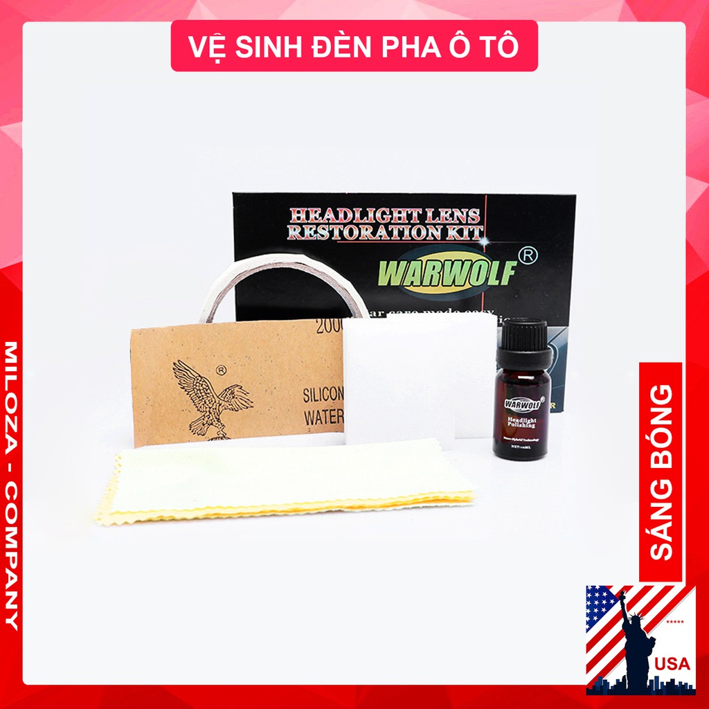 [MILOZA] Rửa Đèn Pha Ô tô, Xe Máy - Dung Dịch Chăm Sóc Xe, Vệ Sinh Đánh Bóng Đèn Pha Xe Hơi, Sạch Ố Vàng, Chống Nứt