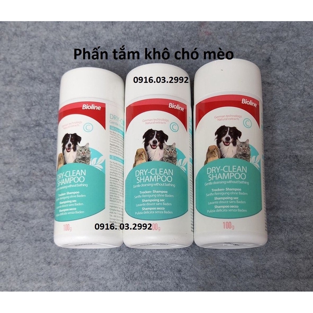 Phấn tắm khô chó mèo Bioline