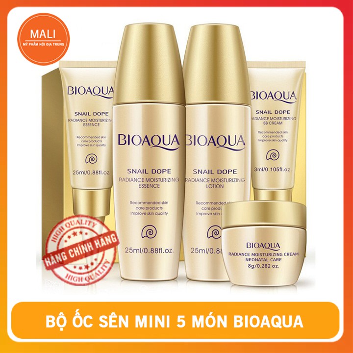 Bộ Ốc Sên Dưỡng Da Mini Snail Dope Bioaqua 5 Món