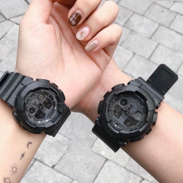 Đồng hồ đôi Shock G100 dây cao su đen