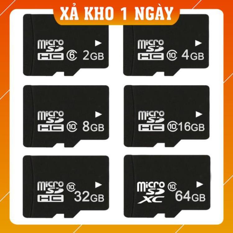 [GIÁ SỐC] Thẻ nhớ MicroSD Class 10 Tốc độ cao (Đen) 2GB/4GB/8GB/16GB/32GB/64GB