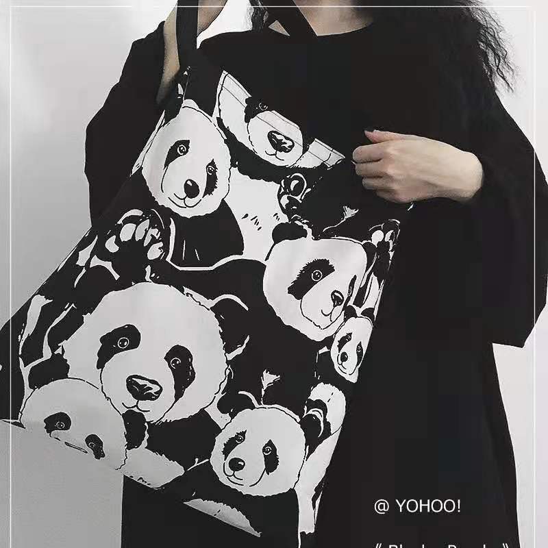 Túi Đeo Vai Vải Canvas Cỡ Lớn In Hình Gấu Trúc Kiểu Harajuku Thời Trang 2021 | BigBuy360 - bigbuy360.vn