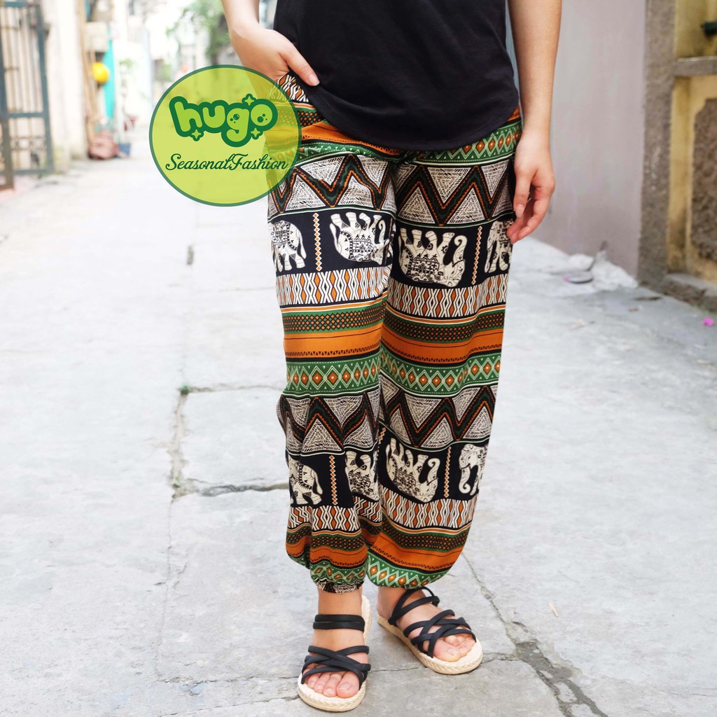 Quần lanh thổ cẩm 🌈 may tại xưởng 🌈 Quần alibaba lanh thái nam nữ hoạt tiết thổ cẩm | BigBuy360 - bigbuy360.vn