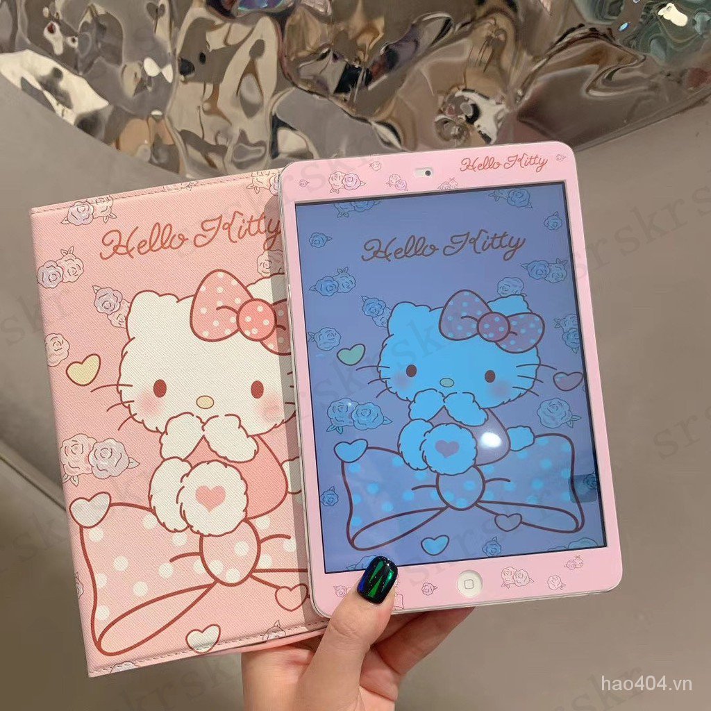 Bao da máy tính bảng nắp gập in hình Hello Kitty Melody hoạt hình cho ipad 5 6 7 9.7 10.2 10.5 Air2/3 Pro Mini1/2/3/4/5