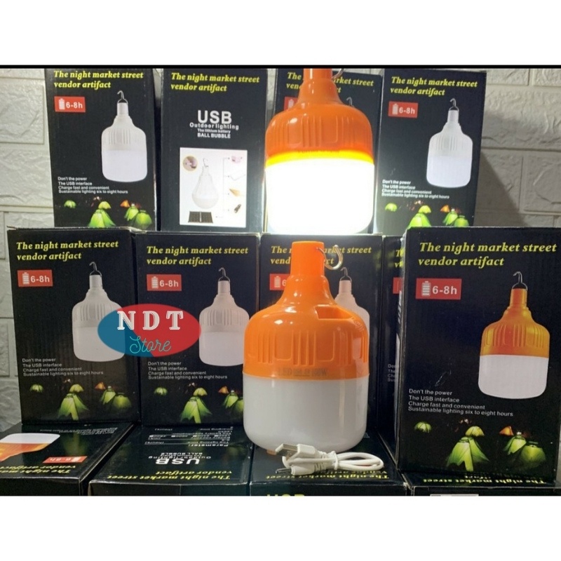 Bóng Đèn Tích Điện 150w 100w Siêu Sáng Có Móc Treo Tiện Lợi Loại 2 Pin