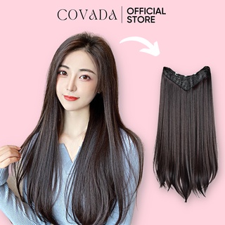 Tóc giả kẹp nửa đầu COVADA thẳng đẹp mềm mượt làm dài dày phồng tóc tự nhiên cao cấp TG01