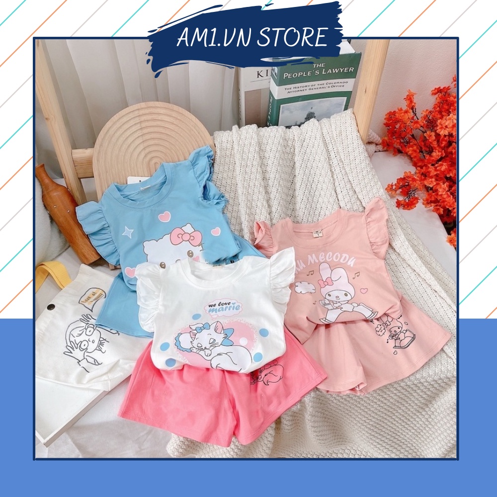 Bộ Quần Áo Cộc Tay bé gái từ 8 đến 18kg hình mèo dễ thương AM929 TTR268