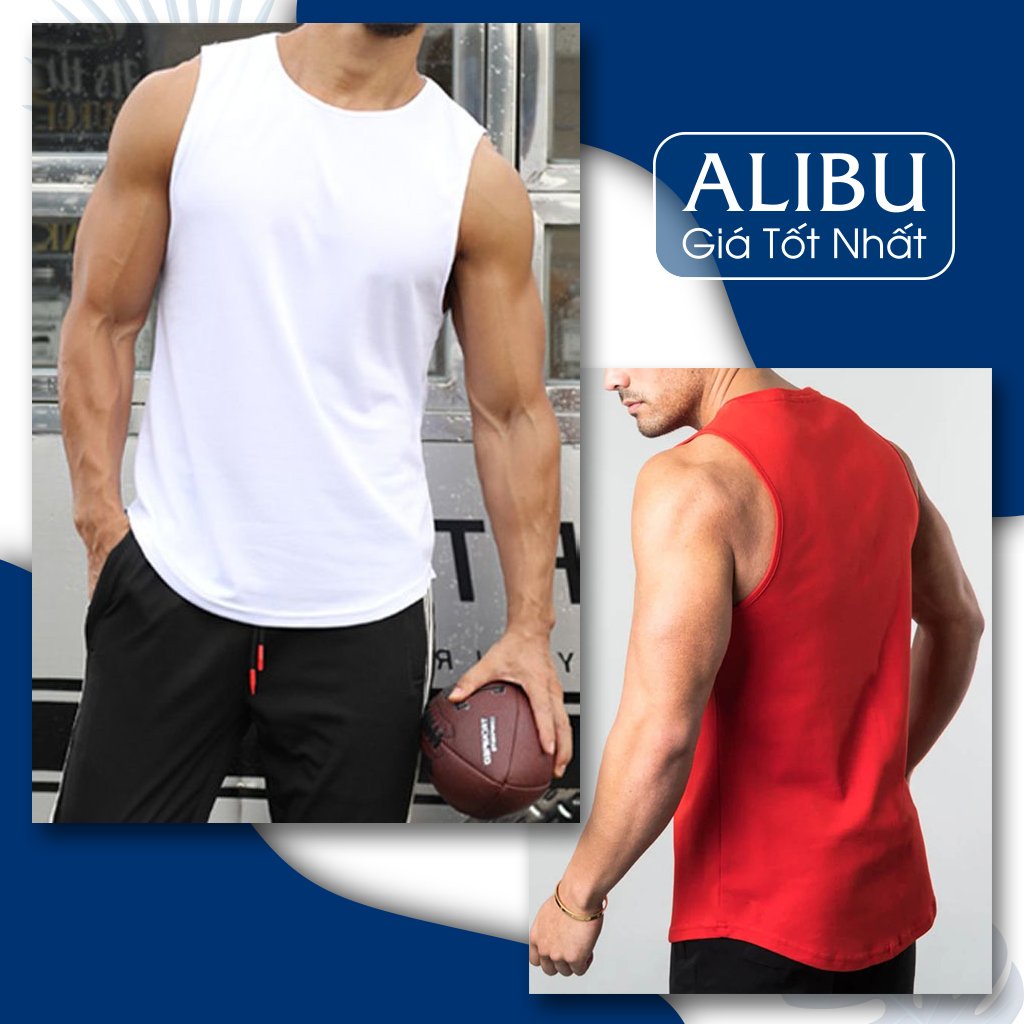 Áo thun nam ba lỗ cotton 85%, phong cách hàn kiểu dáng thể thao tanktop  co giãn 4 chiều -  ALIBU