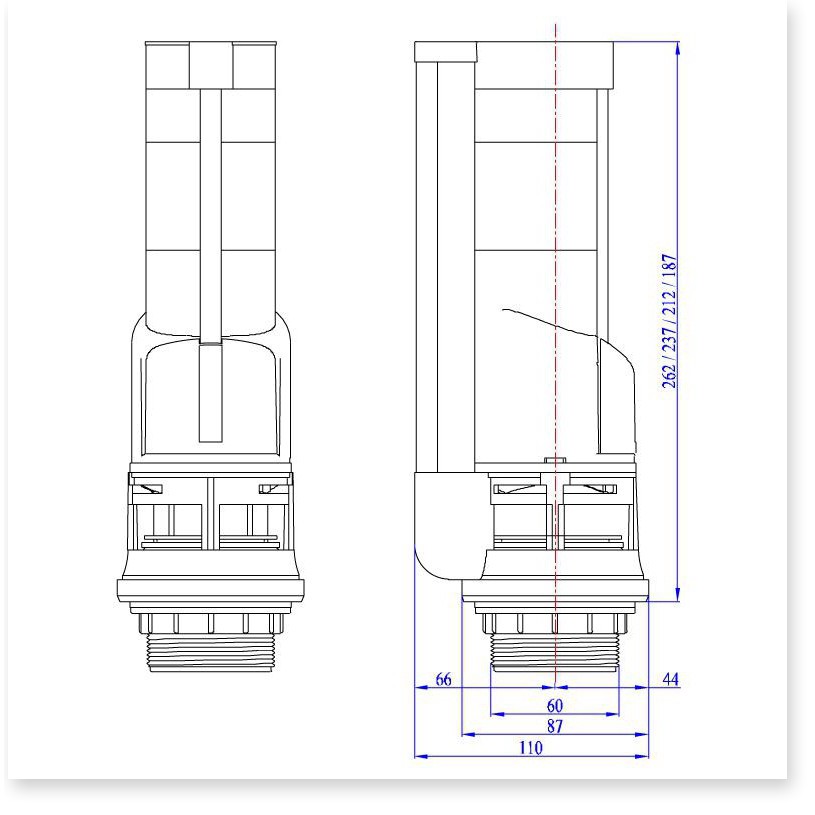 Cọc xả 2 nút nhấn dành cho các loại bồn cầu, cao 26cm