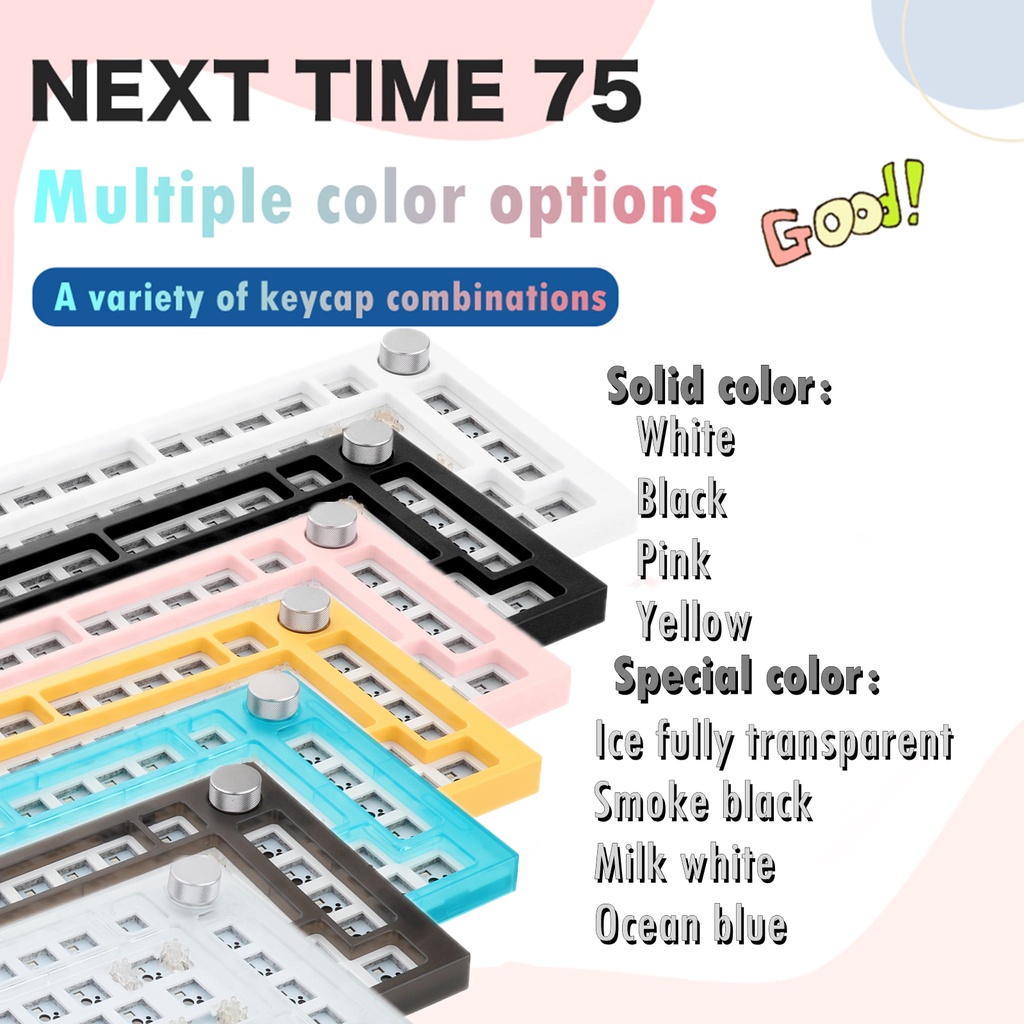 NextTime 75 Trao Đổi Nóng Bàn Phím Bộ 82 Phím Đèn RGB BT5.0 + 2.4Ghz 3Pin/5Pin Cho Anh Đào Gateron kailh Nút Bàn Phím Cơ