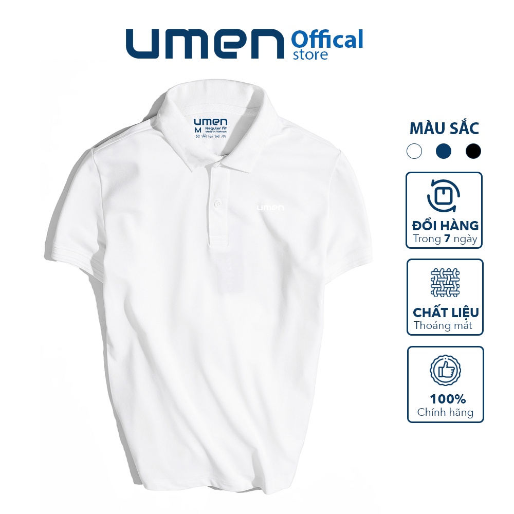 Áo Polo nam Finezy màu trắng vải cá sấu co giãn 4 chiều, xuất xịn chuẩn size logo UMEN