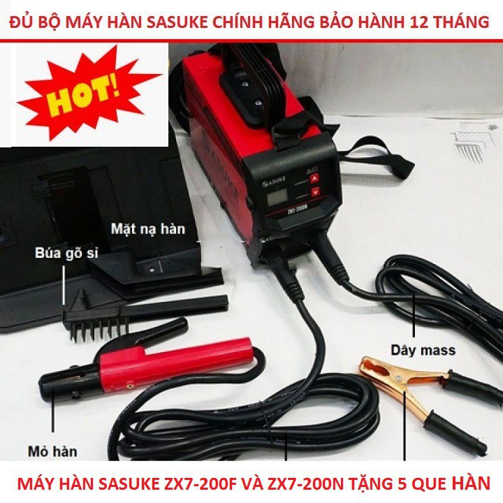 Máy hàn điện tử mini inverter Sasuke mã ZX7-200N ( Đầy đủ phụ kiện, dây hàn, dây mass, mặt nạ)