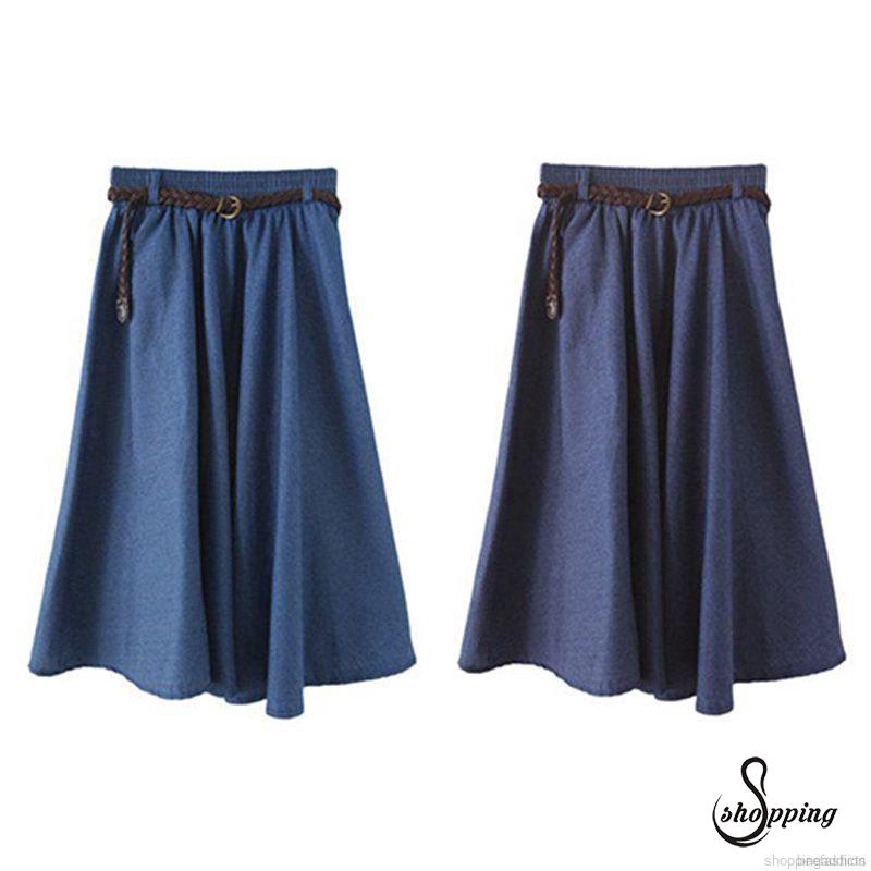 Váy denim dài màu trơn xinh xắn cho nữ | BigBuy360 - bigbuy360.vn