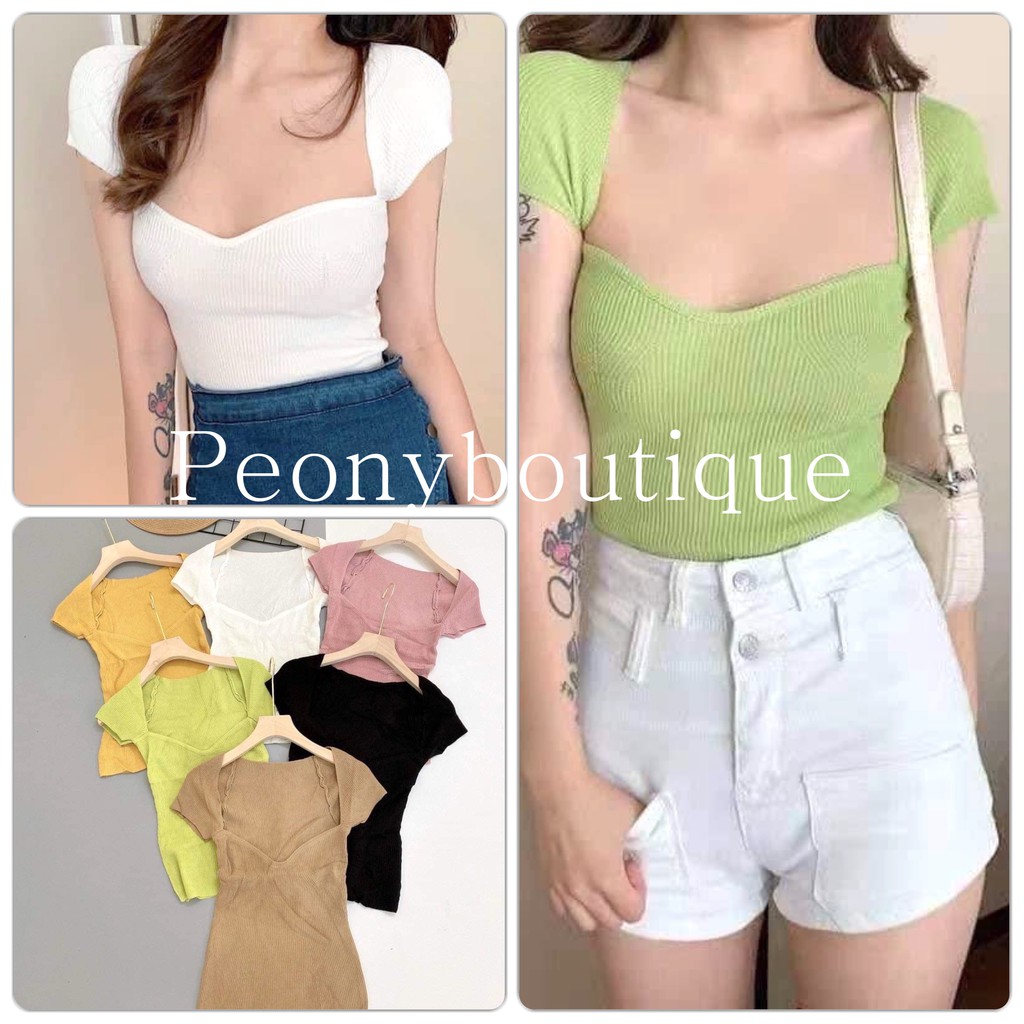 Áo Body Thun Tăm Cổ Én PEONYB Nữ [FREESHIP]  Phông kiểu dáng ôm ngắn tay màu ĐEN | TRẮNG | XANH | NÂU | XANH Ulzzang