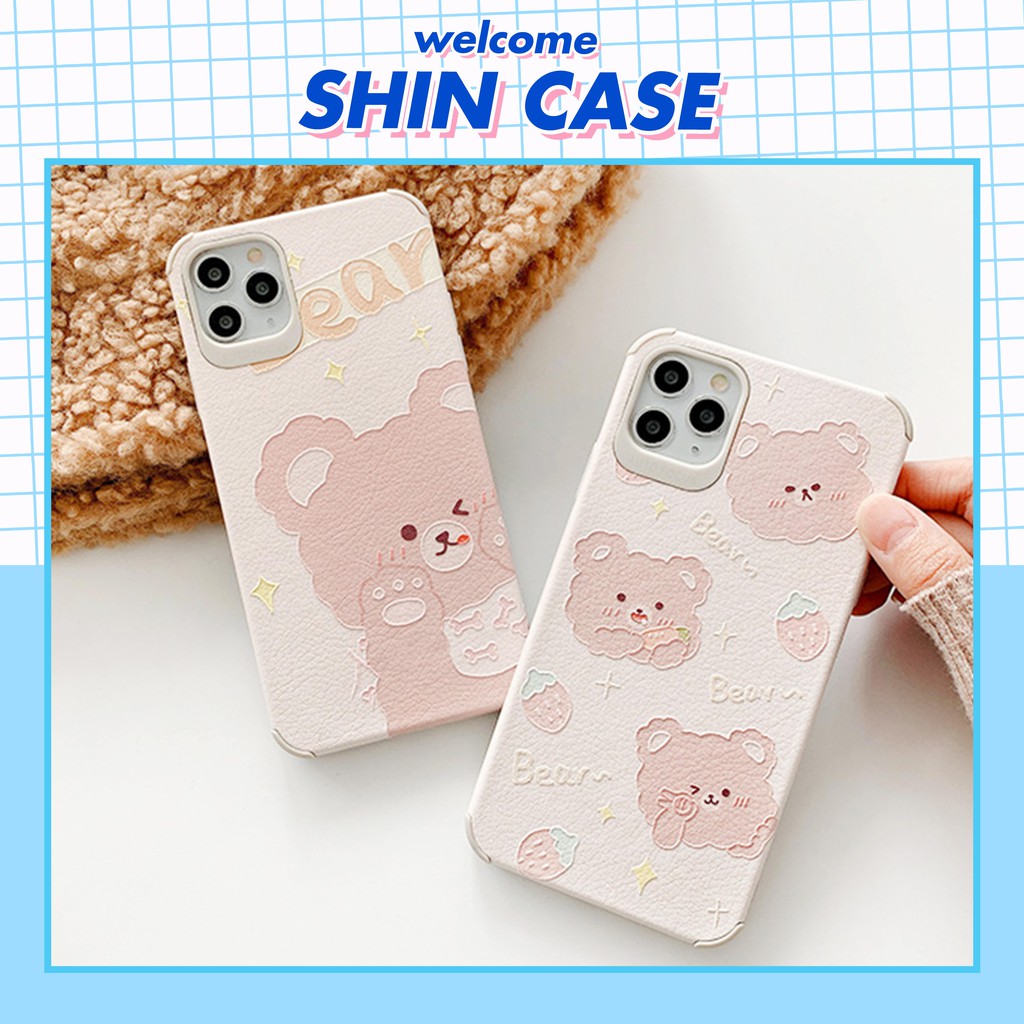 Ốp lưng iphone Gấu lông xù da viền chống va đập 5/5s/6/6plus/6s/6splus/7/7plus/8/8plus/x/xr/xs/11/12/pro/max/plus/promax