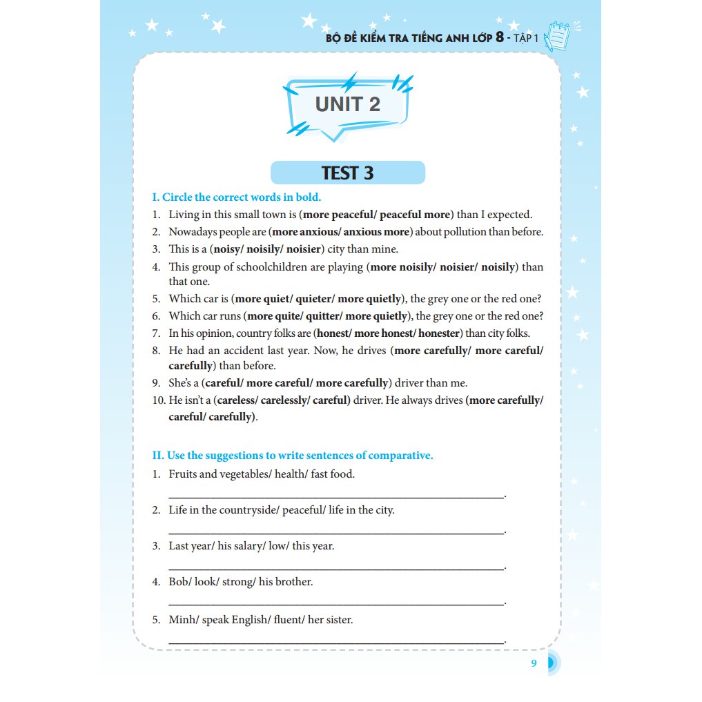 Sách - Bộ đề kiểm tra tiếng Anh lớp 8 tập 1 - Có đáp án Tặng Kèm Bookmark