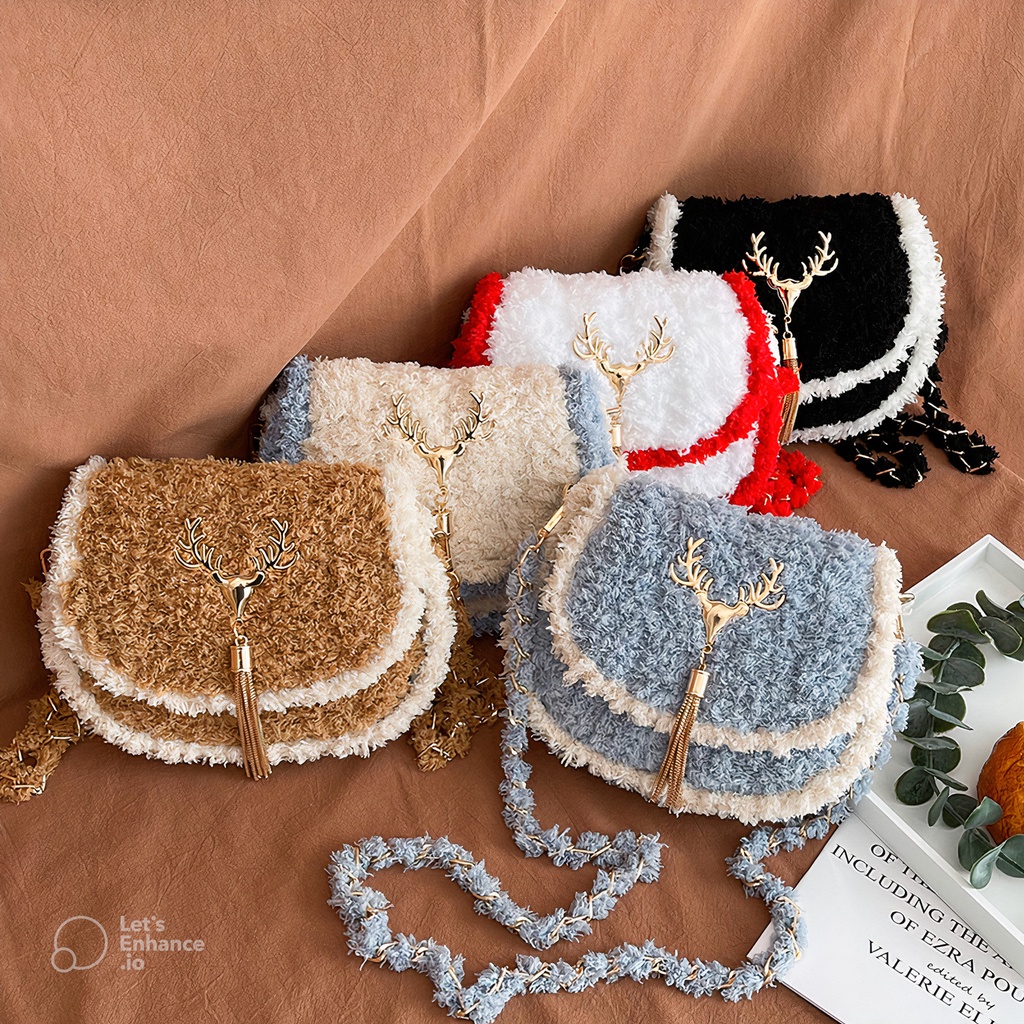 Túi handmade tự đan, túi đeo chéo dáng yên ngựa thời trang Hàn Quốc - Bộ phụ kiện đầy đủ LX502