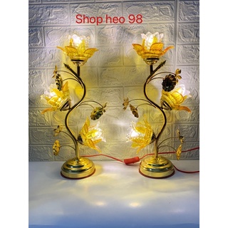 [ Video ] Đôi Đèn Thờ 3 Bông Thuỷ Tinh Cao Cấp có 2 cỡ 40 cm, 50cm