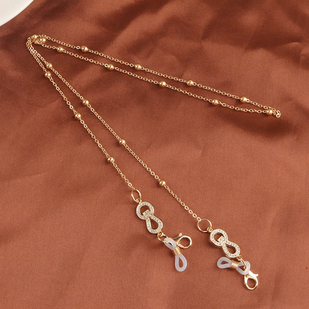 Dây đeo mắt kính đọc sách chống thất lạc bằng kim loại đính ngọc trai thiết kế thời trang cho nữ