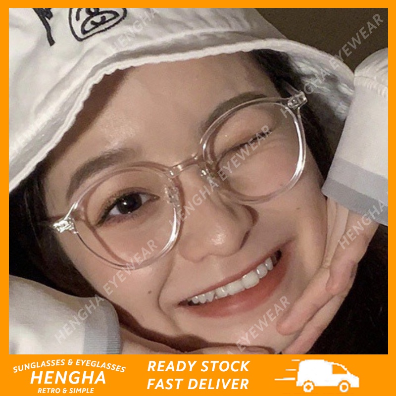 Mắt Kính Gọng Tròn Trong Suốt Chống Ánh Sáng Xanh Phong Cách Hàn Quốc Cổ Điển Thời Trang