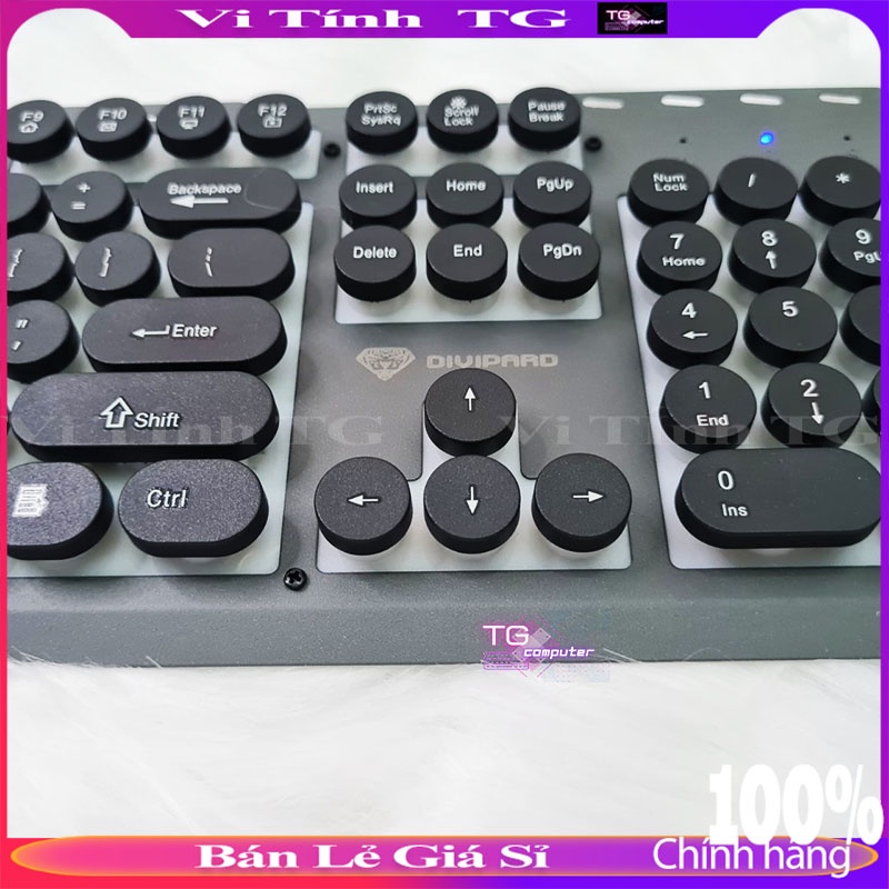 Bàn phím giả cơ gaming có led có dây nút tròn đế hợp kim màu trắng / đen ,.... VTTG40