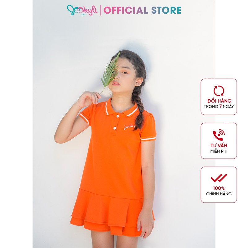 Đầm polo thun JOOKYLI bé gái màu cam 43G0772