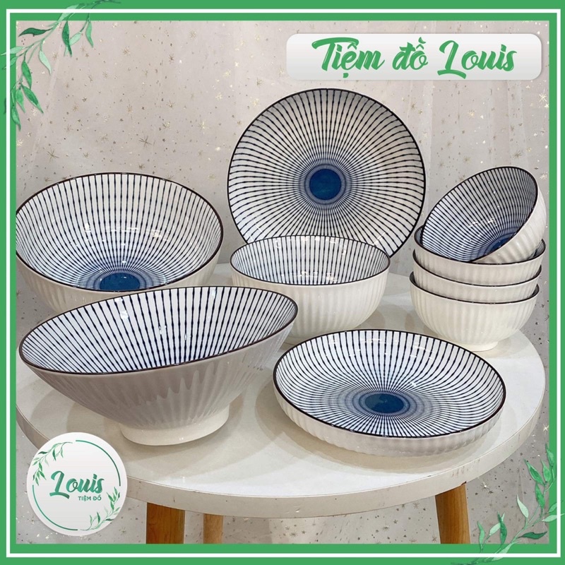 Bộ bát đĩa hoạ tiết Retro decor phong cách nhật Bản Chén dĩa sứ cao cấp