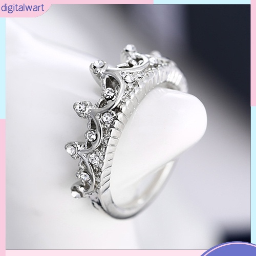 Nhẫn mạ bạc hình vương miện đính đá xinh xắn