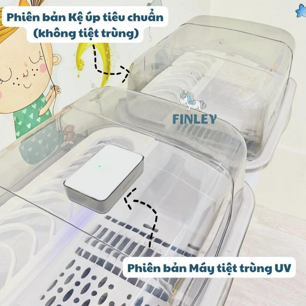 Kệ úp chén đĩa kệ úp bát 2 tầng có nắp đậy có khay hứng FINLEY Smart tích hợp tiệt trùng UV diệt khuẩn